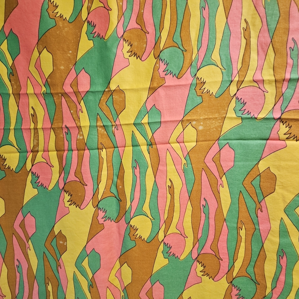 1960s vintage Psychedelic Fabric novelty figural - Picture 3 of 5